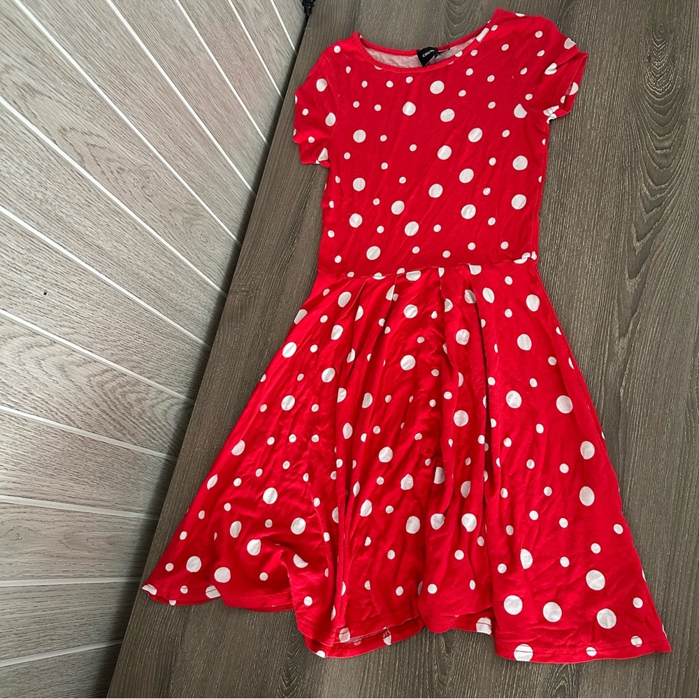 ASOS Red White Polka Skater Short Sleeve Dress Minnie Mouse